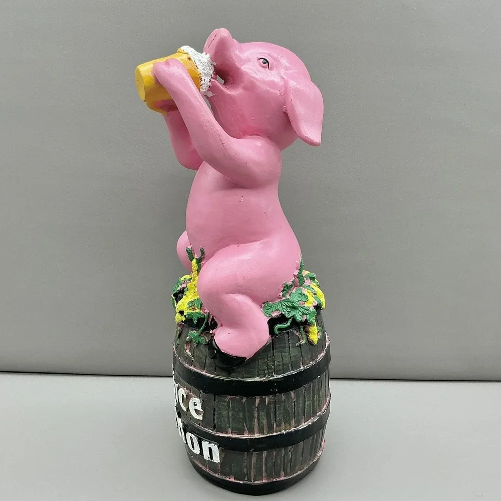Rince‎ Cochon Pink Pig Beer Tap Handle Barrel Grapes Yellow Mug Bar Figurine